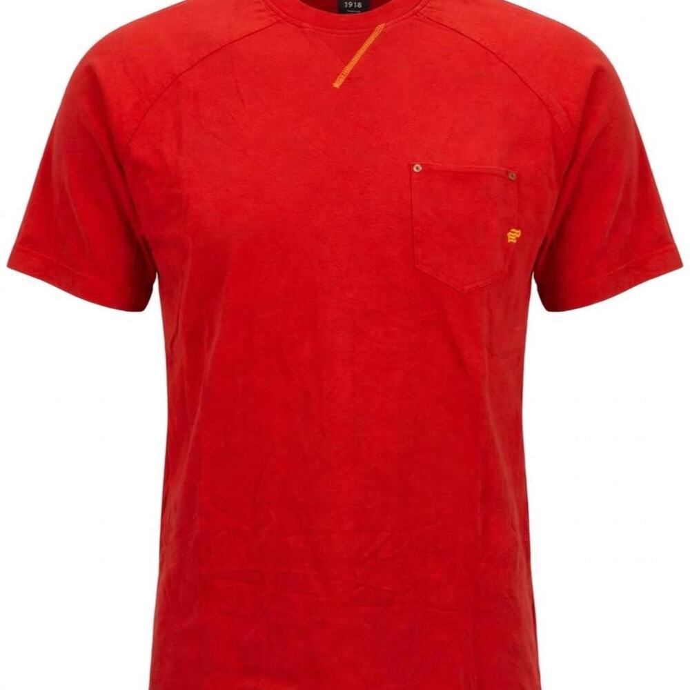 VTG Y2K Rocawear T-Shirt Mens 2XL Red Pocket Tee Yellow Contrast Stitch Hip Hop